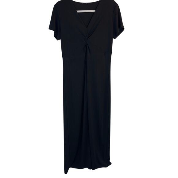 Liz Claiborne XL Black Short Sleeve Twist Front Midi Dress - Picture 6 of 7